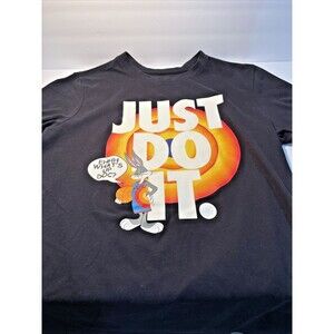 Pre-Owned Niki x Space Jam Bugs Bunny "Just Do It" Black T Shirt DH3829-010 Sm